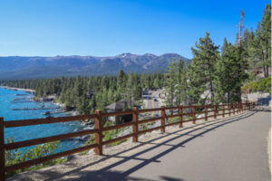 East Shore Trail bike path with view of lake